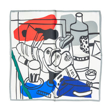 Load image into Gallery viewer, Unique Abstract Design in White Silk Neck Scarf