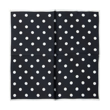 Load image into Gallery viewer, White Polka Dot on Black Silk Neck Scarf