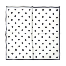 Load image into Gallery viewer, Black Polka Dot on White Silk Neck Scarf