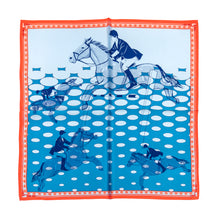 Load image into Gallery viewer, Polo Design in Blue Silk Neck Scarf
