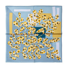 Load image into Gallery viewer, Yellow Flower Print Silk Neck Scarf