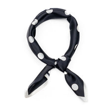 Load image into Gallery viewer, White Polka Dot on Black Silk Neck Scarf