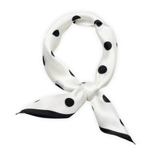 Load image into Gallery viewer, Black Polka Dot on White Silk Neck Scarf