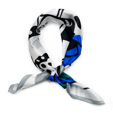 Load image into Gallery viewer, Unique Abstract Design in White Silk Neck Scarf