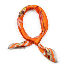Load image into Gallery viewer, Vintage Asian Design in Orange Silk Neck Scarf