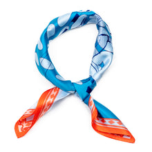 Load image into Gallery viewer, Polo Design in Blue Silk Neck Scarf
