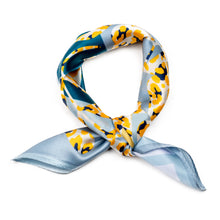 Load image into Gallery viewer, Yellow Flower Print Silk Neck Scarf
