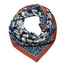 Load image into Gallery viewer, Shiny Navy Blue Paisley Bandana
