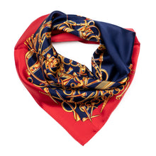 Load image into Gallery viewer, navy-gold-print-silk-bandana.jpg