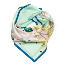 Load image into Gallery viewer, yellow-green-flowers-silk-bandana.jpg