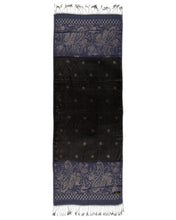 Load image into Gallery viewer, Black & Blue Hand Finished Silk Shawl