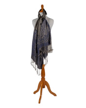 Load image into Gallery viewer, black-and-blue-printed-scarf.jpg