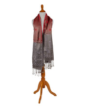 Load image into Gallery viewer, Red Hand Finished Silk Shawl