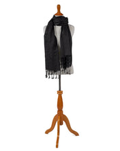 Load image into Gallery viewer, raw-silk-black-scarf.jpg