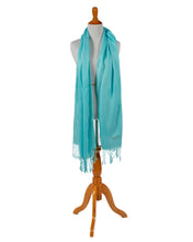 Load image into Gallery viewer, 100% Raw Silk Shawl - Aqua