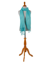 Load image into Gallery viewer, aqua-raw-silk-scarf.jpg