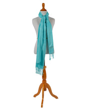 Load image into Gallery viewer, 100% Raw Silk Shawl - Aqua