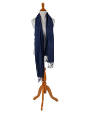 Load image into Gallery viewer, Royal Blue 100% Raw Silk Shawl