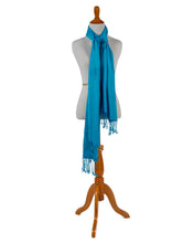 Load image into Gallery viewer, Olympic Blue 100% Raw Silk Shawl