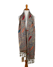 Load image into Gallery viewer, Aqua Orange Paisley Shawl/scarf