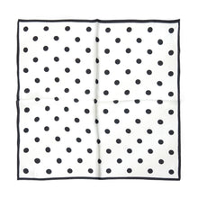 Load image into Gallery viewer, Black Polka Dot on White Silk Neck Scarf
