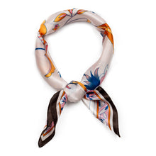 Load image into Gallery viewer, Vintage Asian Design in White Silk Neck Scarf
