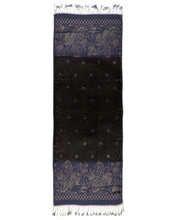 Load image into Gallery viewer, Luxurious 100% Silk Black and Blue Design Scarf
