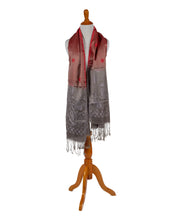 Load image into Gallery viewer, Hand Finished Red Silk Shawl
