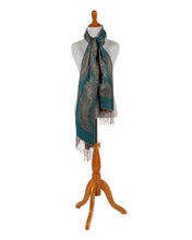Load image into Gallery viewer, Teal Tassel Shawl
