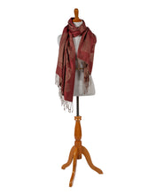 Load image into Gallery viewer, Red and Gold Tassel Shawl
