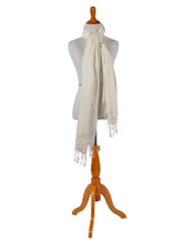 Load image into Gallery viewer, Off White 100% Raw Silk Shawl
