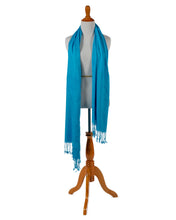 Load image into Gallery viewer, Olympic Blue 100% Raw Silk Shawl
