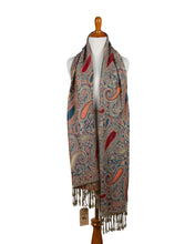 Load image into Gallery viewer, Aqua Orange Paisley Shawl/scarf
