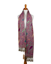 Load image into Gallery viewer, Pink and Ocean Paisley Shawl
